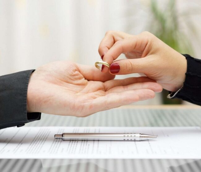 Couple completing divorce documents without going to court in California